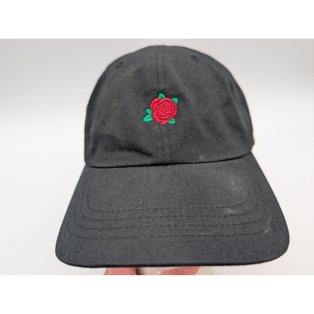The Classics Yupoong Black Rose Embroidered Cotton Dad Hat Adjustable Cap